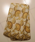 Gold Organza Swiss Lace Fabric With Stones