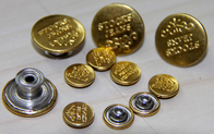 4 Hole Custom Clothing Buttons Round Metal With Shiny Gold
