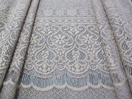 Grey Eyelash Knitted Cotton Nylon Stretchy Lace Fabric Thick Flower For Lady Dress