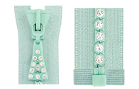 No.5 Diamond Zippers Open end With One Crystal Stones , Cotton Tape
