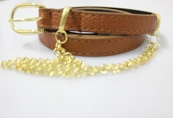 Tan Navy Leopard Cloth PU Belts , sewing belts gold Chain For girls
