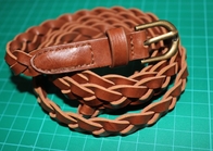 Eco friend Brown PU braiding belts for women 1.5cm With silver gold Buckle