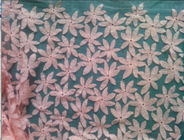 Cotton embroidered mesh water soluble lace fabric , flower pattern for Formal dress