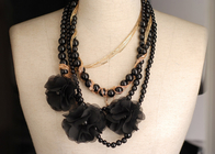 Multi - Strand Corsage Black Fabric Handcrafted Necklaces for Woemns Dress