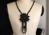 Single Strand Corsage Black Flower Jewellery Fabric Handcrafted Necklacesfor Women