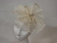 White Normal Day Ladies Fascinator Hats With Covered Button , Plastic Headband