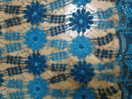 51&quot;/52&quot; Blue Embroidered Lace Fabric Stretch For Ladies Dress