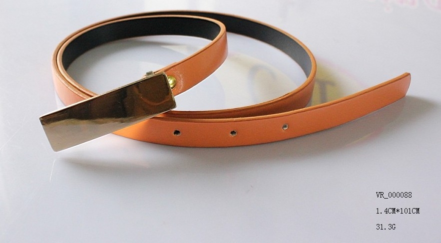Bright orange PU Cloth Belts For Women / Small Child thin silver belt