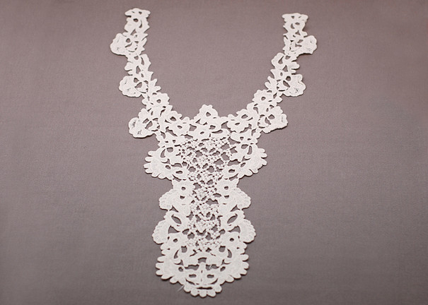 Embroidery Ruffle White Cotton Crochet Lace Collar Motif for Lace Top