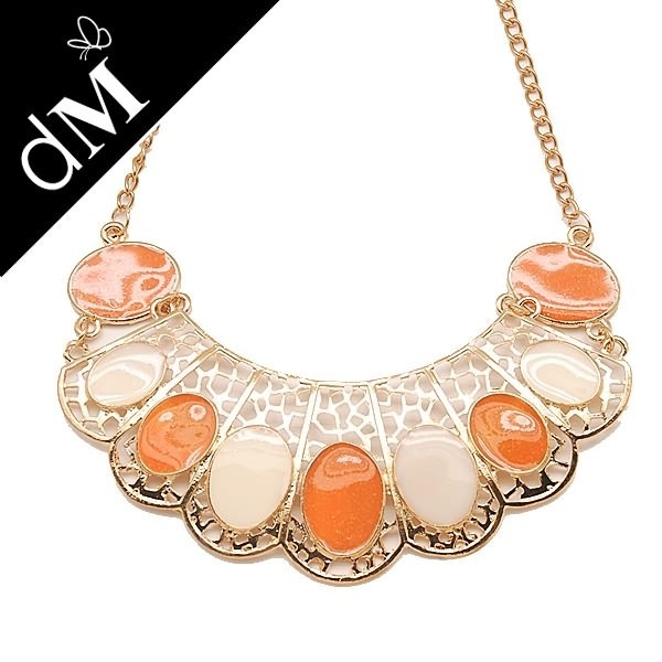 Alloy collar shiny sparkling handcrafted necklaces with colors resin beads (JNL0133)