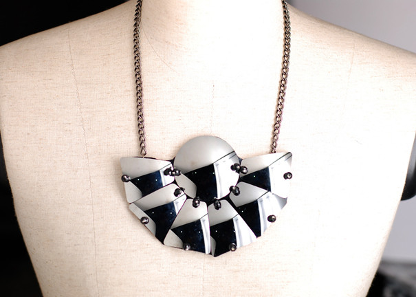 Custom Black and White Glass Sheet Handmade Necklace, Handcrafted Necklaces for Women