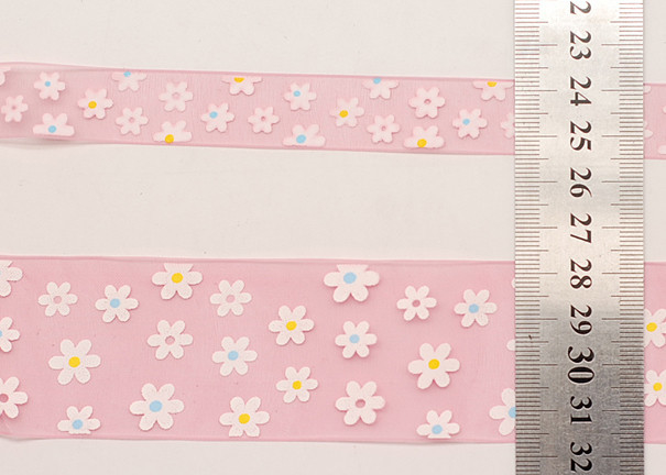 Pink Clothing Cotton Printed Ribbons, Custom Printed Satin Elastic Ribbon