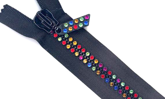 Bandbag 5# Plastic Diamond Zippers Auto Lock With Color Rhinestone Teeth
