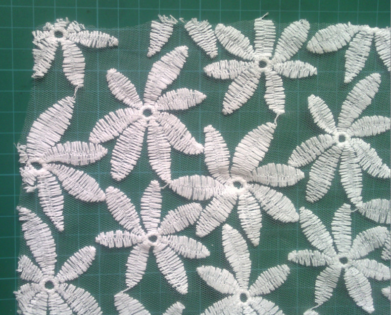 Cotton water soluble embroidered lace fabric