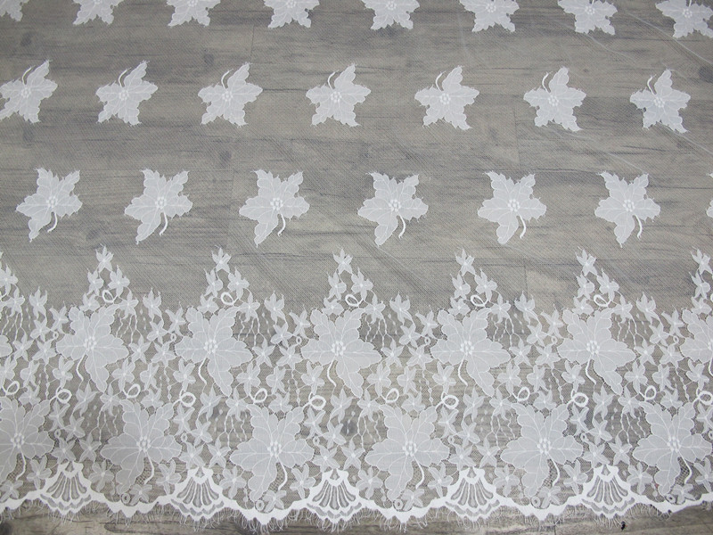 Cotton Eyelash Trim Embroidery Lace Fabric For Curtain And Clothing