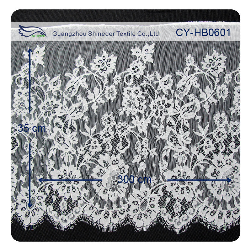 Nylon eyelet lace trim, floral scallop bridal lace for evening dress