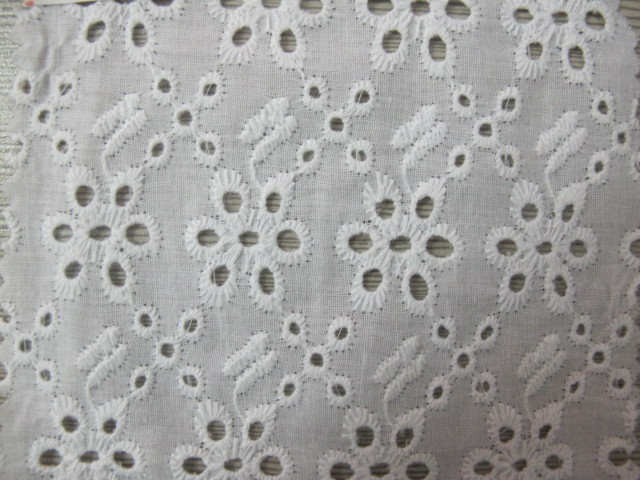 100% Cotton Eyelet Lace Fabric Trim / Curtain Decorative Lace Trim OEM CY-CX0032