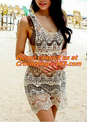 women clothing summer Hollow out belt sexy knitted crover up crochet beach dress robe femm