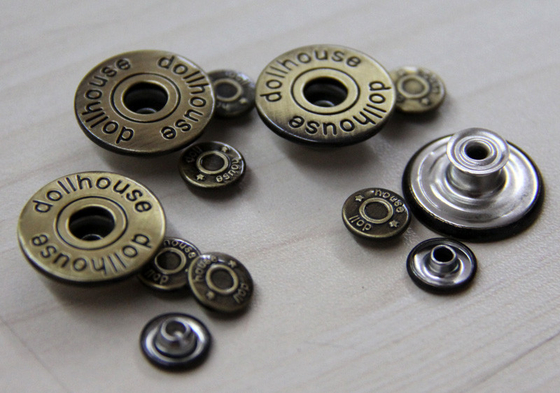 Brass Matt / Aluminium Custom Clothing Buttons Round For Jeans