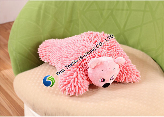 Cute Cartoon Chenille Microfiber Pillow , Red Pink Sofa Cushion for Rest