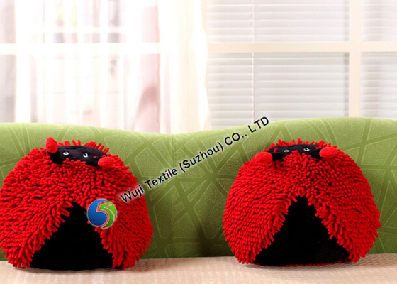 Cute Cartoon Chenille Microfiber Pillow , Red Pink Sofa Cushion for Rest