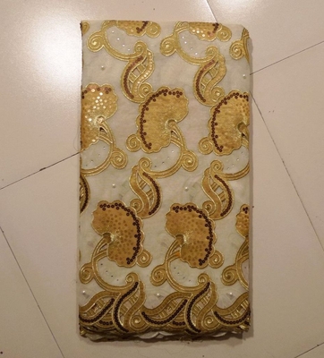 Beige Gold Swiss Lace Fabric , Grande Toilette