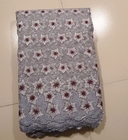 Grey Organza Lace Fabric With Flower Pattern