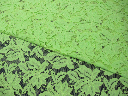 Beautiful Floral Cotton Nylon Lace Fabric Green With Reactive Dyeing SYD-0013