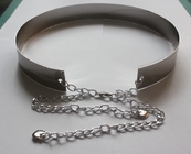 5cm Cloth Belts For Women , fashion metal plate metallic mirror with chain waist belt