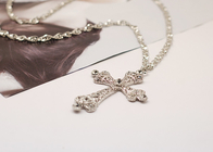 Fashion Costume Jewellery Rhinestone Cross Woemen Handcrafted Necklaces (JNL0007)