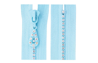 4# Plastic Diamond Open-end Zipper For Garments With Rhinestone Teeth
