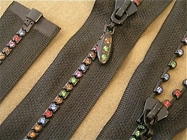 Open End Single Diamond Zipper For Clothes / BROWN No.5 purse zippers