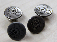 Zinc Alloy Custom Clothing Buttons Round Odd Font Black Oil For Garments