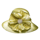 Gold Silver Metallic Braid Ladies' Church Hats Stunning Diamond Buckle trimming