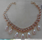 Natural Pearl handmade necklace with Custom shape Sliced Gemstone