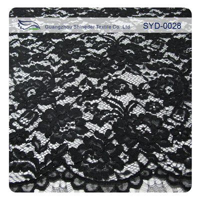 Modern Black Macrame Corded Lace Fabric By The Yard , Eco-Friendly