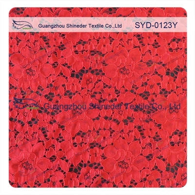 Custom Red Corded Elastic Lace Fabric Dresses For Dressmaking , Antique