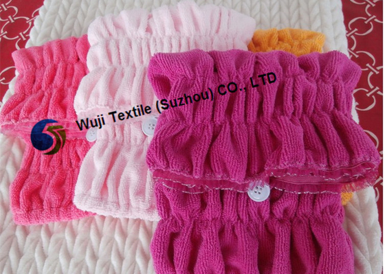 37*16cm Customized Printing and Embroidery Hair Drying Turban with Lace