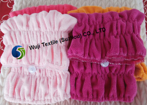 37*16cm Customized Printing and Embroidery Hair Drying Turban with Lace