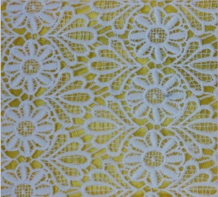 Trimming polyester / rayon Wedding Embroidered Lace Fabric for lady , Water Soluble