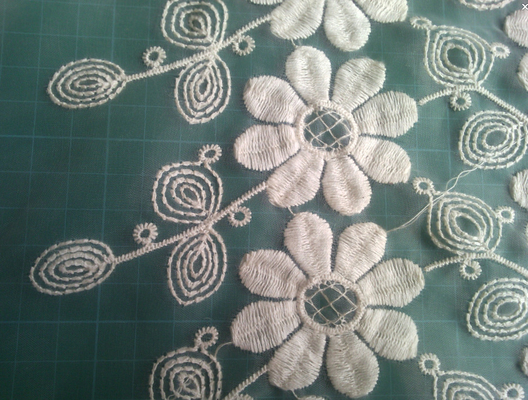 Wedding Cotton Clothing embroidered flower lace fabric , Party dress Mesh