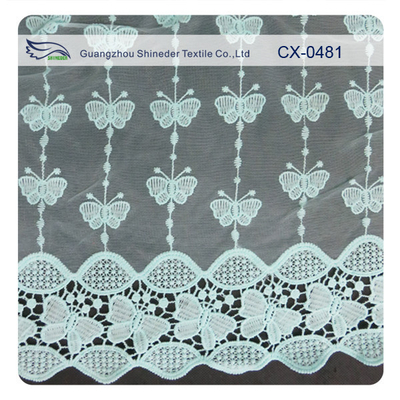 Butterfly Organza Embroidered Lace Fabric For Women Dress and Top ,  Eco-friendly Dyeing / Normal Dyeing