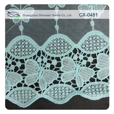 Butterfly Organza Embroidered Lace Fabric For Women Dress and Top ,  Eco-friendly Dyeing / Normal Dyeing