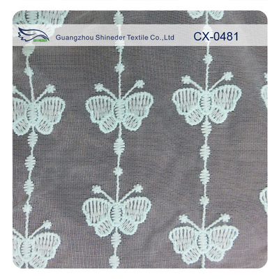 Butterfly Organza Embroidered Lace Fabric For Women Dress and Top ,  Eco-friendly Dyeing / Normal Dyeing