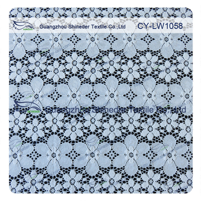Nylon Spandex Elastic Blue Floral Lace Fabric Trim For Lady Garment