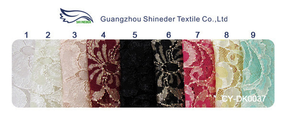 Wavy Floral Elastic Lace Fabric Eco-friendly Dyeing For Evening Dress CY-DK0037