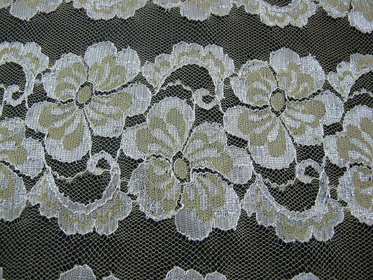 Wavy Floral Elastic Lace Fabric Eco-friendly Dyeing For Evening Dress CY-DK0037