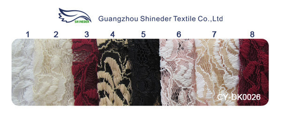 Cotton Spandex Polyester Stretchy Lace Fabric With Mesh Knitted Flower Lace