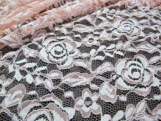 Cotton Spandex Polyester Stretchy Lace Fabric With Mesh Knitted Flower Lace
