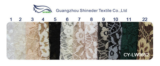 Floral Brushed Elastic Lace Fabric Ivory Stretchable AZO Free Dyeing CY-LW0652